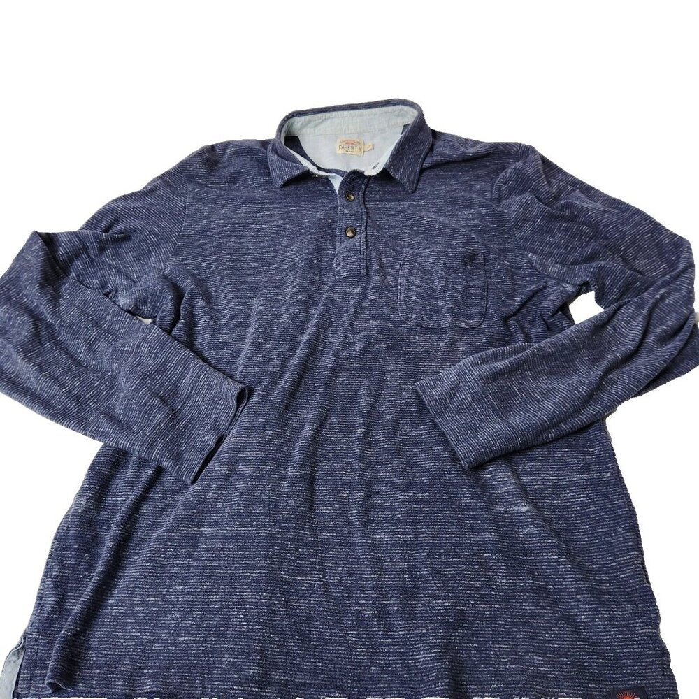Faherty Mens Size Medium Long Sleeve Polo Organic Cotton Blend Pocket